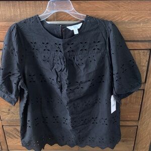Time and Tru Black Eyelet Blouse